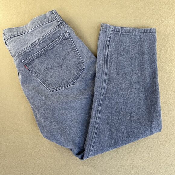Vintage Levis 501 Jeans USA 80s Gray Denim Button Fly Pants Mens 36x27 EUC